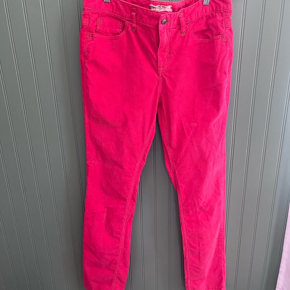Free People We the Free Cord Skinny Jeans Berry Bright Pink Indie